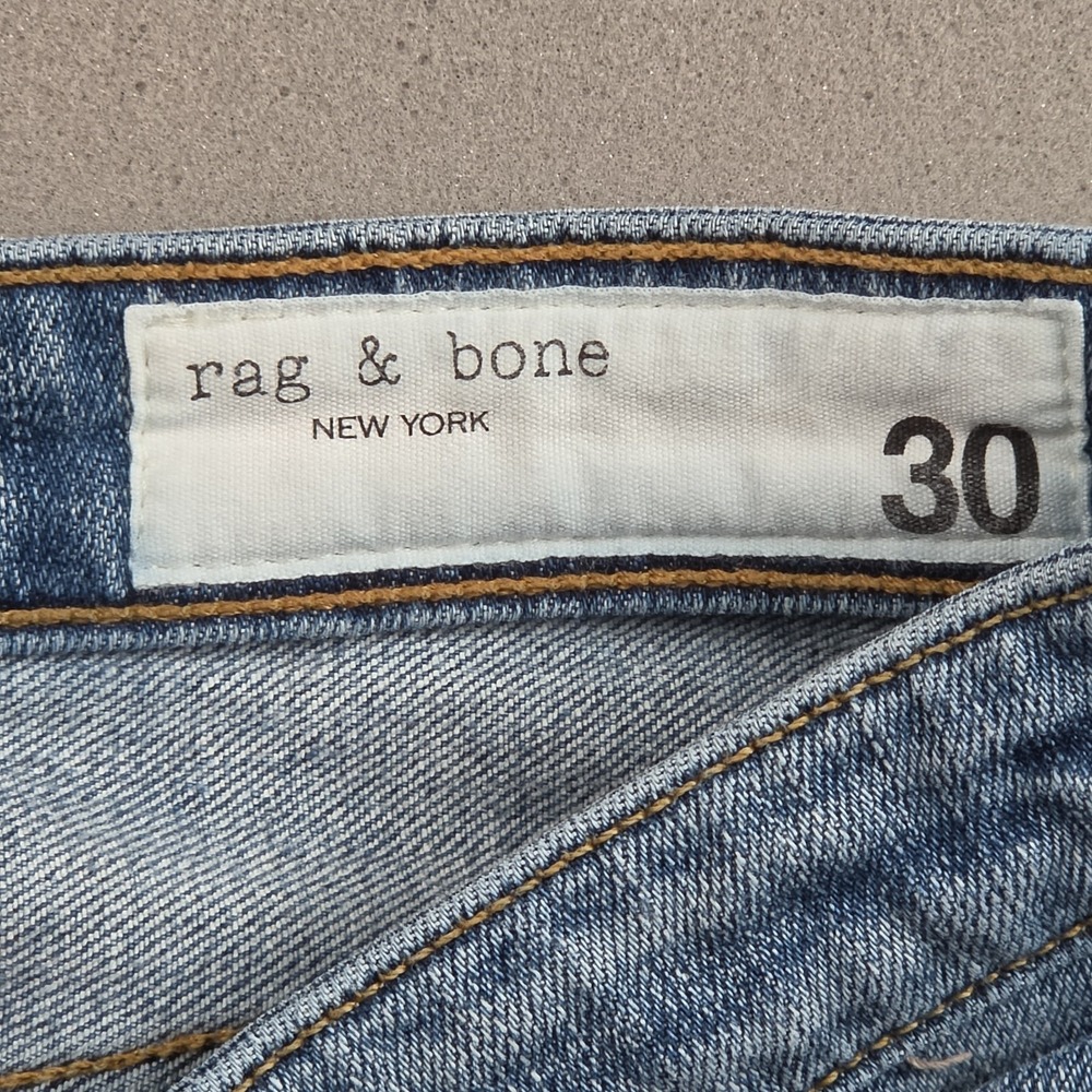 Rag Bone Dre Low Rise Slim Boyfriend Jeans Distressed Ripped Raw Hem Size 30 USA - Picture 6 of 12